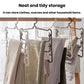 White multi-layer pants hanger rack with clips, displaying folded pants