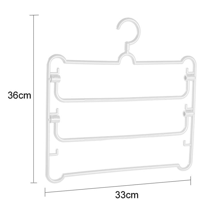 White multi-layer pants hanger rack layout with three horizontal bars