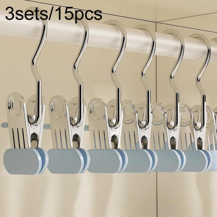 Blue anti-slip cap clip with metal hook and grippy pad, set of storage clips