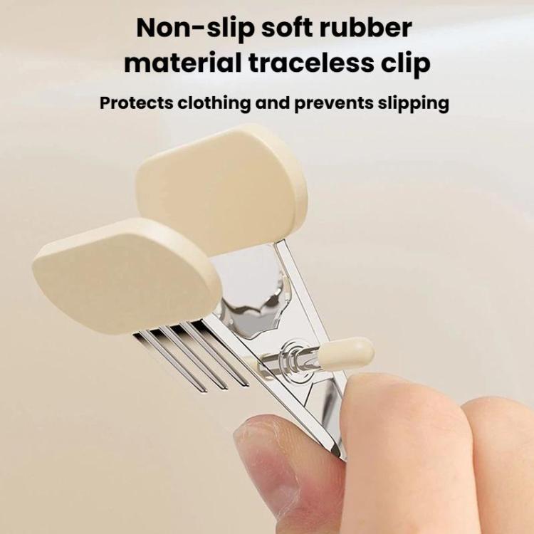 Beige non-slip rubber cap clip with metal spring hook and clamp pad