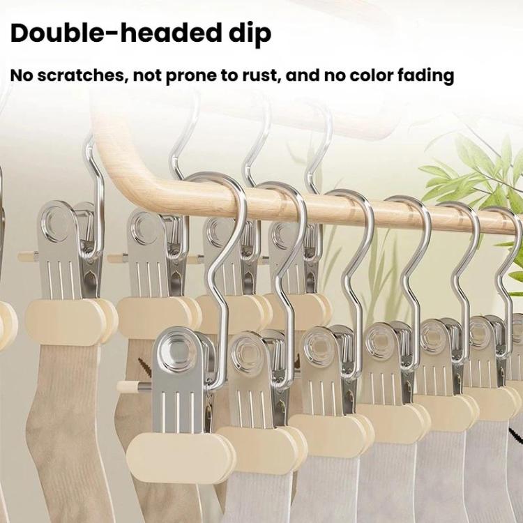 Metal anti-slip clamp clips with beige grippy pads on a hanging rod