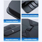 Dark leather-look car glasses storage case with card slots and adjustable straps