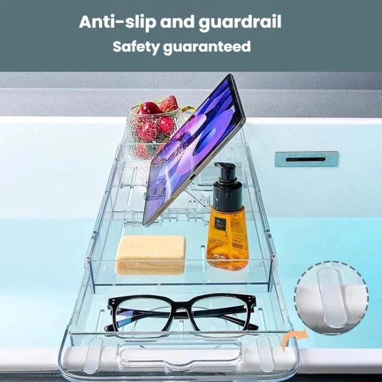 Extendable Foldable Bathtub Shelf Bathroom Storage Shelf, Transparent