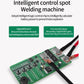 Green intelligent spot welding circuit board with two insulated cable leads and metal terminals