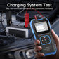 FNIRSI BTM-24 battery tester showing results while connected in a car engine bay