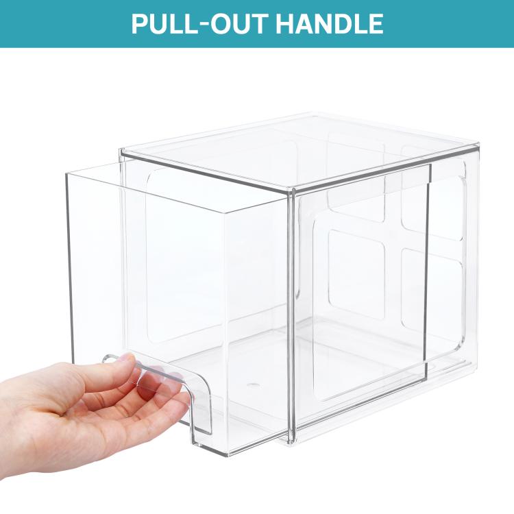 Tall Openwork Desktop Storage Box Drawer-Style Stackable Transparent Plastic Cosmetic Organizer, Single, 4pcs
