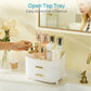 Three-Tier Cosmetic Storage Box Desktop Drawer Organizer, No Lid, With Lid