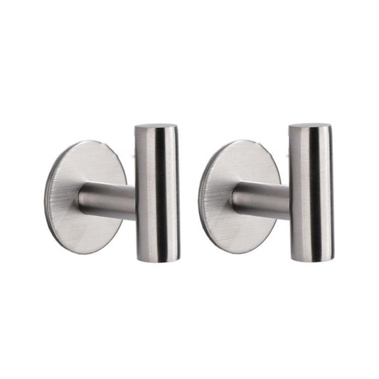 2pcs Stainless Steel Single Hook Wall Mounted Coat Hook For Bathroom, Kitchen, Entryway, Adhesive Primary Color, Adhesive Black, Drilling Primary Color, Drilling Black, Drilling Bright Color, Adhesive Bright Color, Drilling Gold, Adhesive Gold