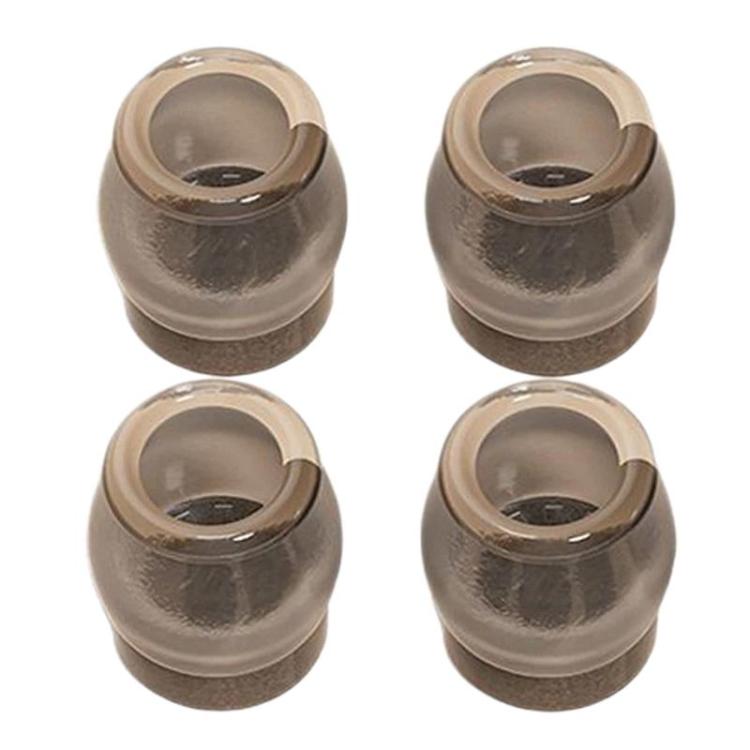 Set of 4 round chair leg foot covers, beige felt with clear anti-slip base caps