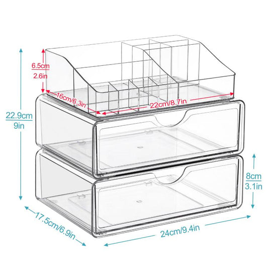 Cosmetic Transparent Desktop Storage Box, 2 Single-drawer+Makeup Rack, 4 Single-drawer+Makeup Rack, 2 Single-drawer+2 Double-drawer+Makeup Rack