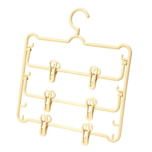 Plastic Anti-Slip 3-Layer Pants Hanger With Clips Non-Mark Hanger For Skirts, Pants, Towels & Socks