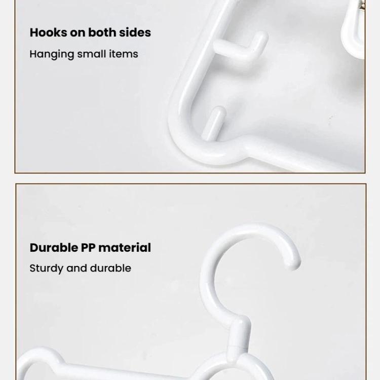 White PP plastic hanger showing side hooks and curved hanger top