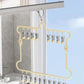 White foldable socks drying hanger with multiple spring clips and curved hanging frame