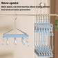 Blue foldable socks drying hanger with rows of spring clips for saving drying space