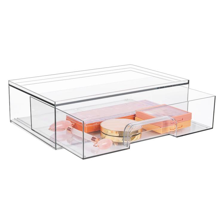 Transparent Desktop Storage Boxes Drawer-Style Storage Rack, Single, 4pcs
