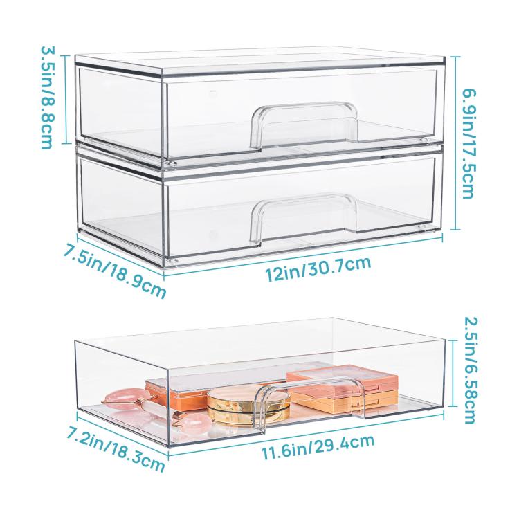 Transparent Desktop Storage Boxes Drawer-Style Storage Rack, Single, 4pcs