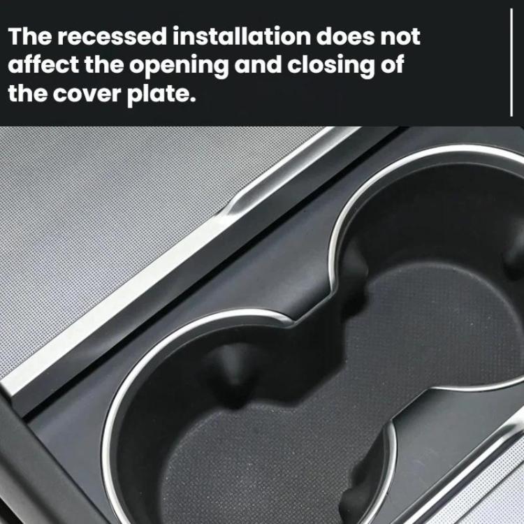 Installed black charging dock with built-in recess and open front cover