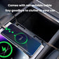 Car charging dock with retractable cable and charging ports accessible in console