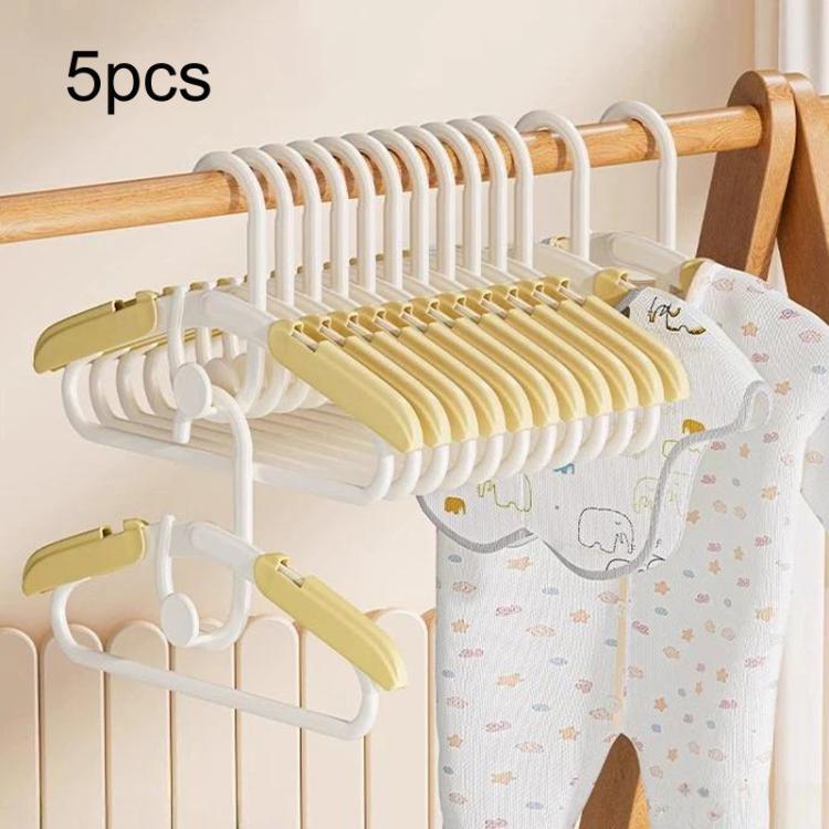 5pcs Kids Retractable Anti-Slip Hanger Stackable Non-Mark Clothes Hanger