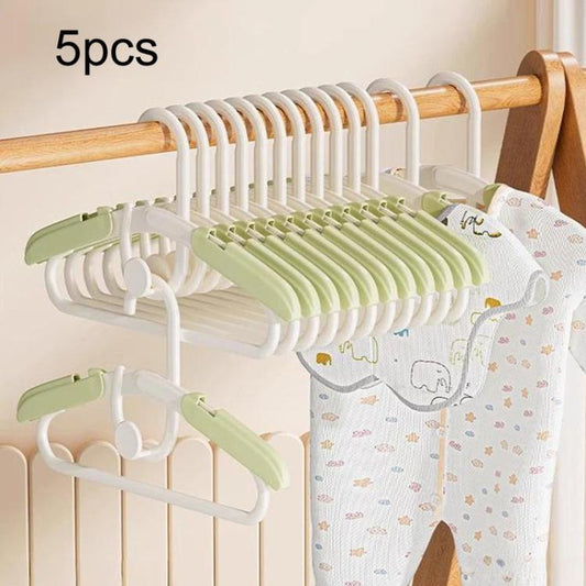 5pcs Kids Retractable Anti-Slip Hanger Stackable Non-Mark Clothes Hanger