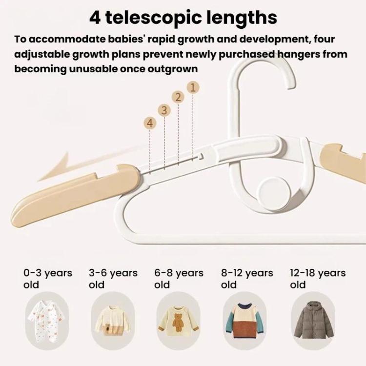 5pcs Kids Retractable Anti-Slip Hanger Stackable Non-Mark Clothes Hanger