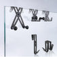 Black frameless shower glass towel hooks with mounting brackets and hanging pegs