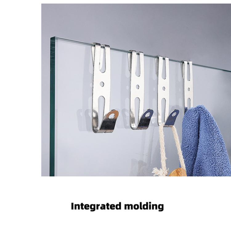 Silver frameless shower glass towel hooks with perforated mounting plates