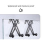 Black frameless shower glass towel hooks with droplets on the hooks