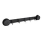 Black suction cup hook rack with 4 hooks and ridged end cap
