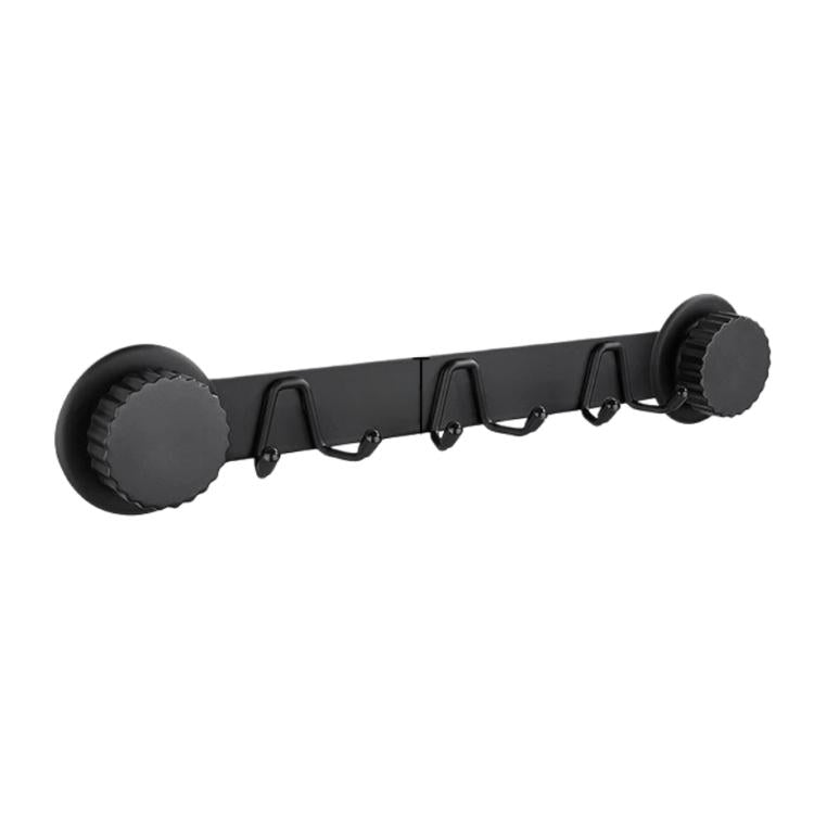 Black suction cup hook rack with 5 folding hooks