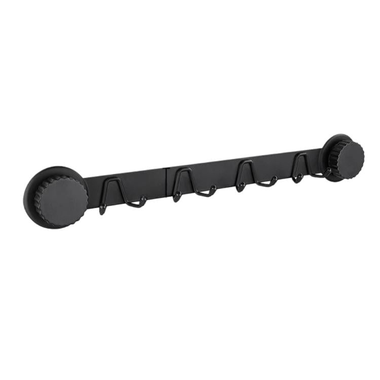 Black suction cup hook rack with 6 folding hooks