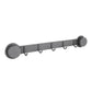 Gray suction cup hook rack with 5 curved hooks