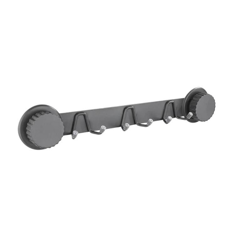 Gray suction cup hook rack with 6 folding hooks