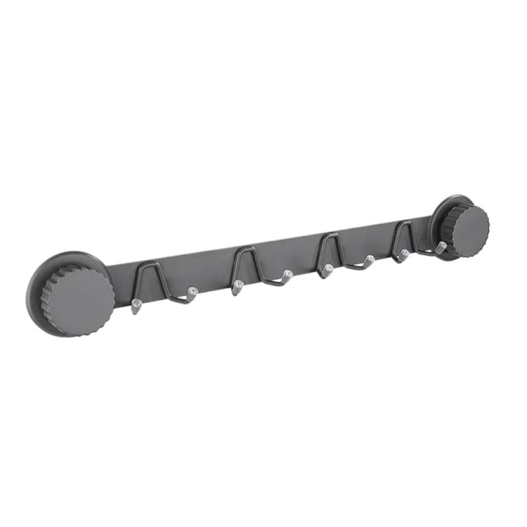 Gray suction cup hook rack with 7 folding hooks