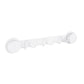 White suction cup multi-hook rack with round base and four metal hooks