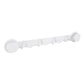 White suction cup multi-hook rack with round base and five metal hooks