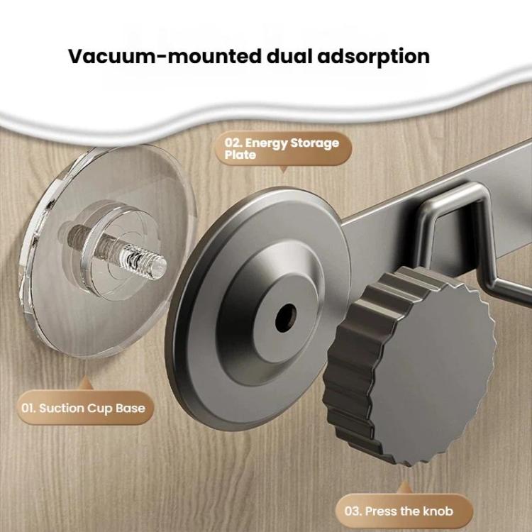 Vacuum-mounted suction cup hook rack base with press-and-lock knob on a wall
