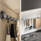 Dual suction cup multi-hook rack with multiple hooks for hanging kitchen utensils