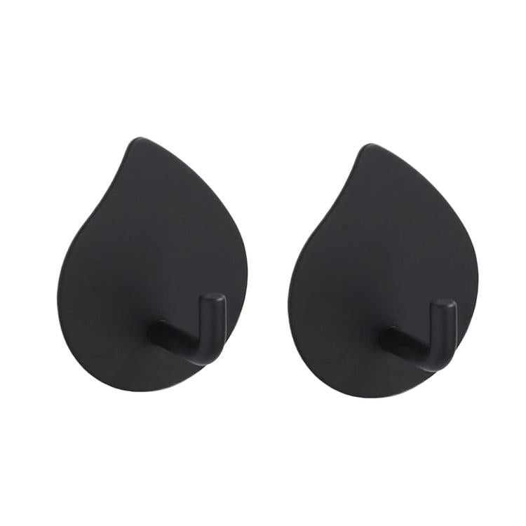 Stainless steel teardrop adhesive wall hook, black finish with U-shaped prong