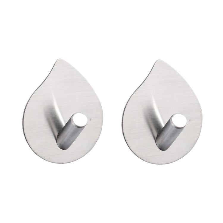 Stainless steel teardrop adhesive wall hook, silver finish with round center bar