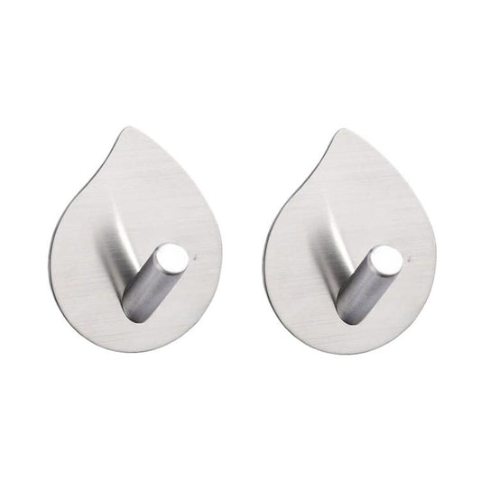 2pcs /Pack Stainless Steel Teardrop Adhesive Hook No-Drill Wall Hanger for Bathroom, Kitchen, and Wardrobe, J Shape Silver, J Shape Black, Oblique Silver, Oblique Black, NO.12 Silver, NO.12 Black