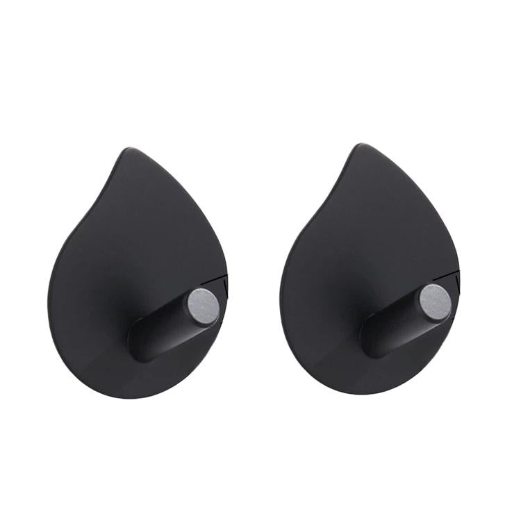 Stainless steel teardrop adhesive wall hook, black finish with round center bar