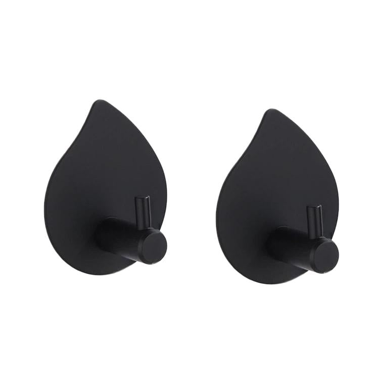 Stainless steel teardrop adhesive wall hook, black finish with twin slot prong