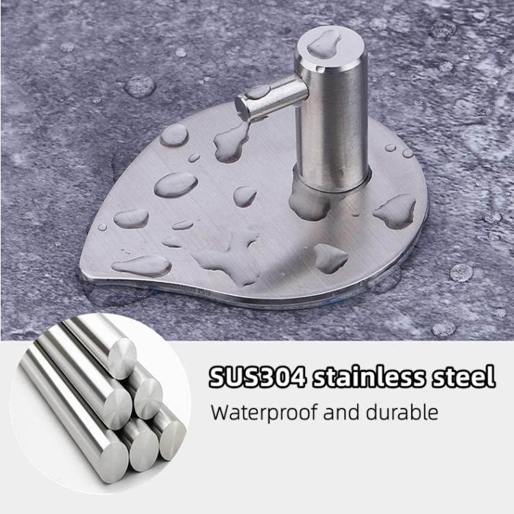 Stainless steel teardrop adhesive hook with U-shaped arm, waterproof and durable
