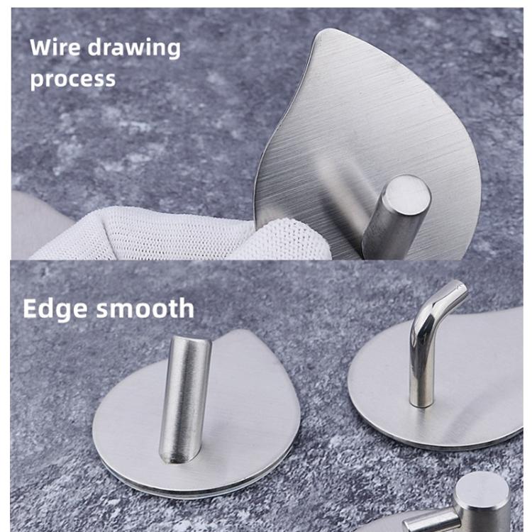 Smooth stainless steel teardrop adhesive hook with vertical post and round base