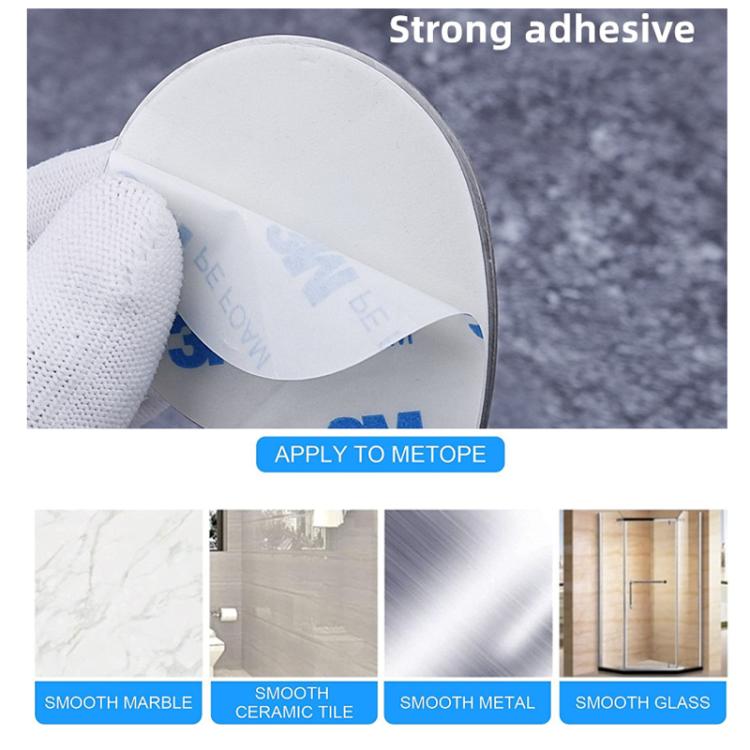 Adhesive-backed teardrop wall hook applied to smooth surfaces, silver finish