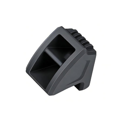 Car air vent clip mount bracket, dark gray plastic, open rectangular vent grip