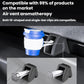 Car air vent clip mount bracket holding a blue-and-white aromatherapy bottle