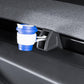 Car air vent clip mount bracket installed with a blue-and-white aromatherapy bottle
