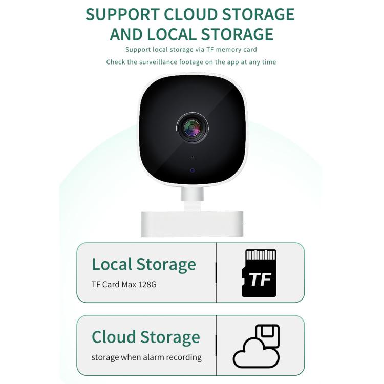 Night vision home surveillance HD camera K14 with lens and storage card slot for local and cloud
